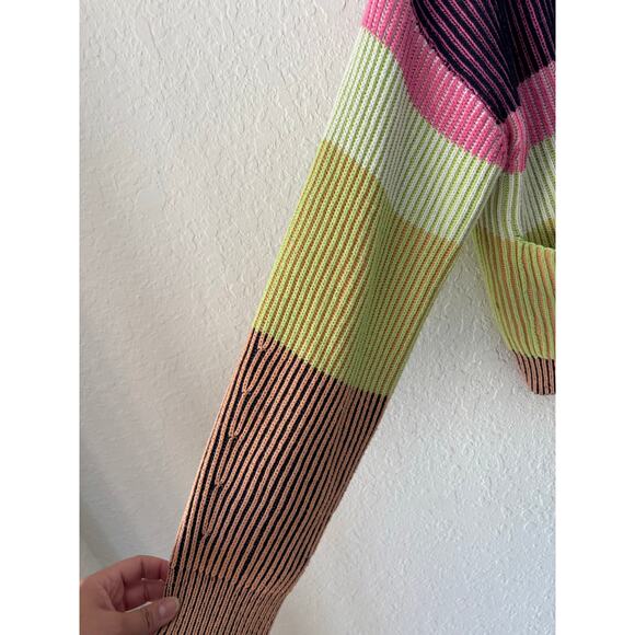 Jonathan Simkhai Safford Cotton Cashmere Cardigan Sweater Medium Colorblock $445 - Picture 7 of 11